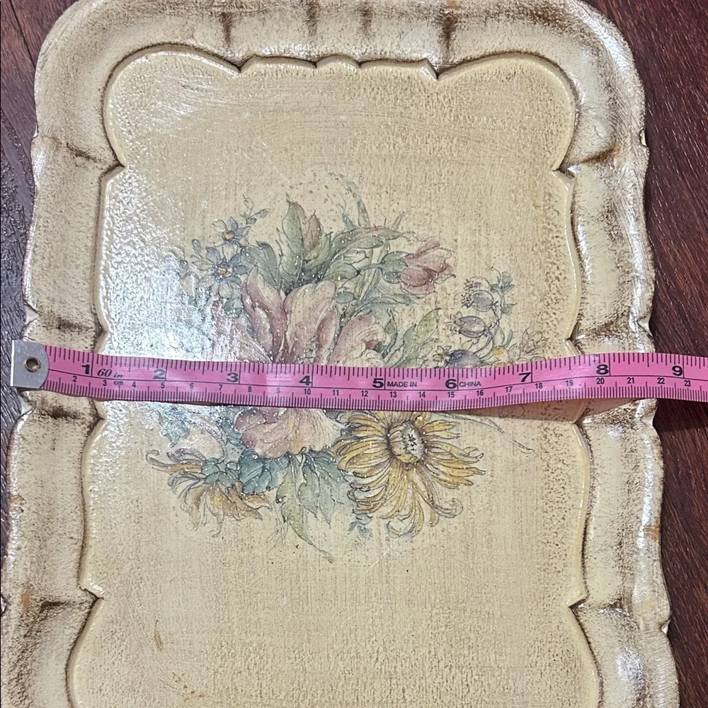 Cream Floral Decorative Vanity Tray with Pastel Bouquet